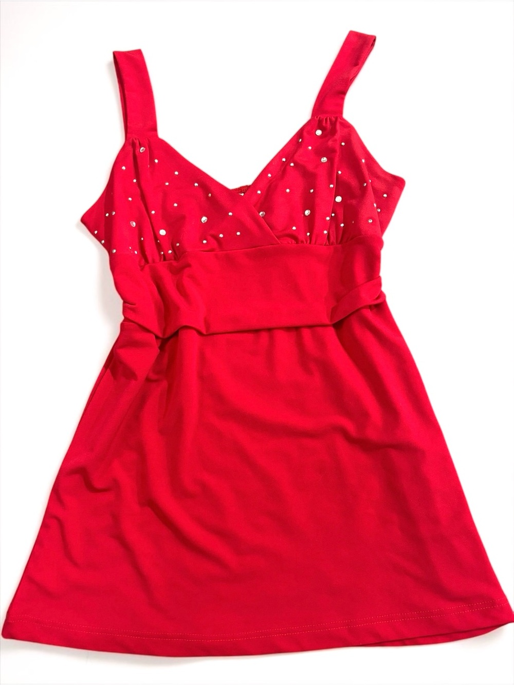 Vintage Y2K 4U Design Red Rhinestone Cami Tank Top McBling S